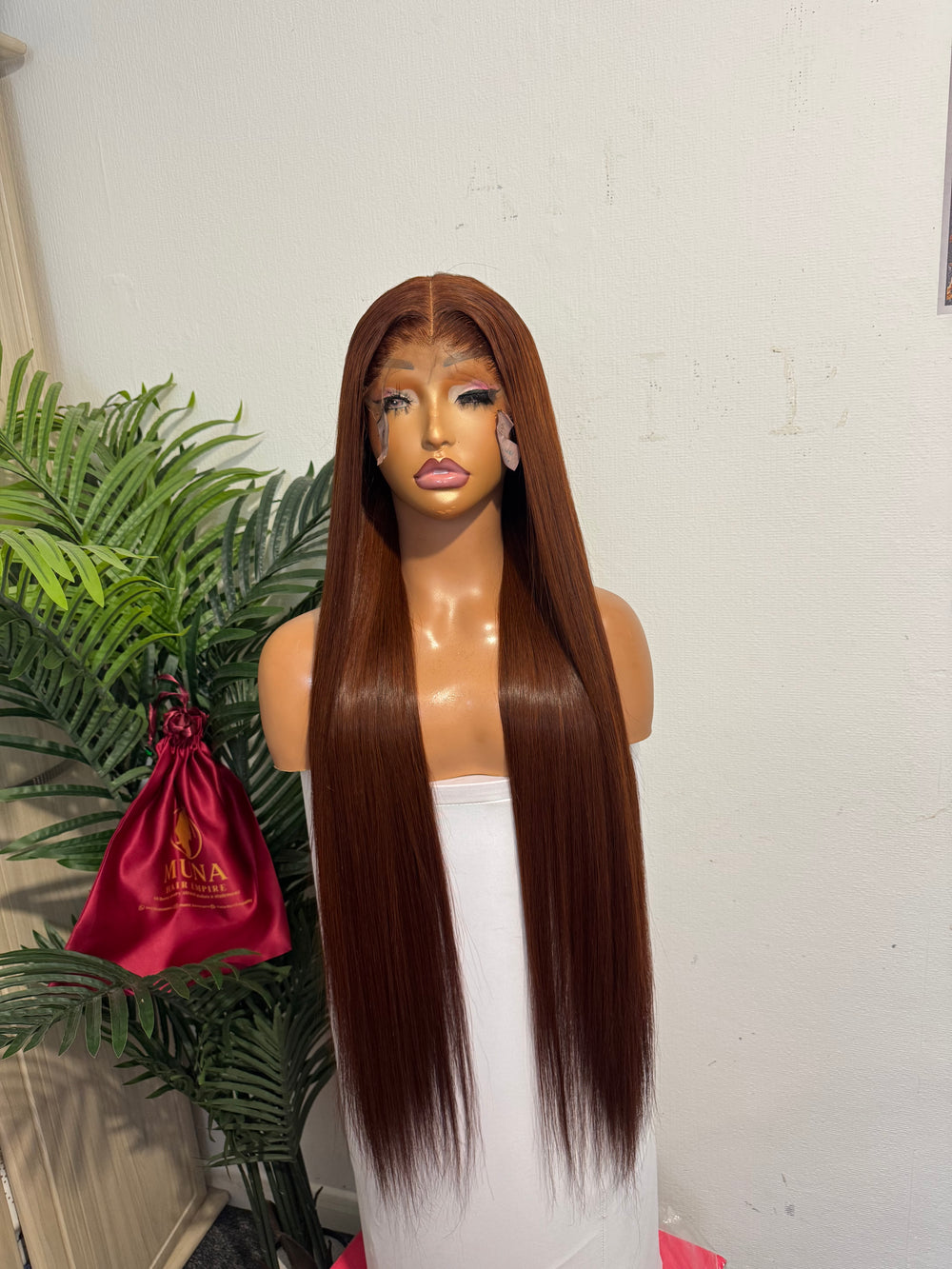 30 SDD luxury vietnamese bone straight wig with 5 by 5 closure made with 3 bundles and half 350g in dark Cajun