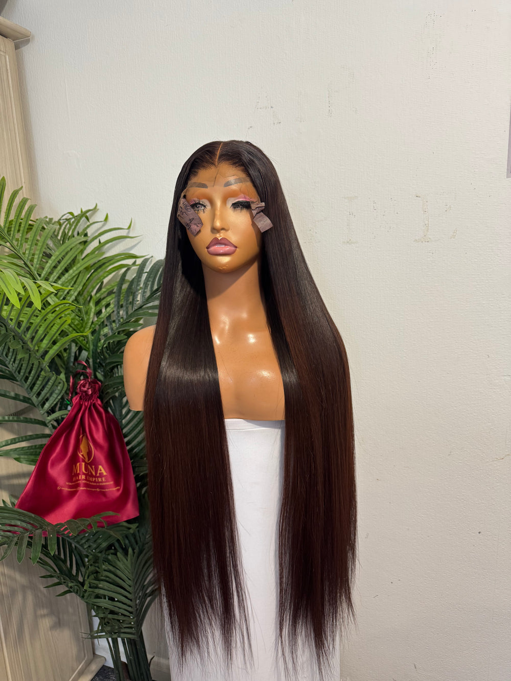 30 SDD luxury vietnamese bone straight wig with 5 by 5 closure made with 3 bundles and half 350g in ombré brown