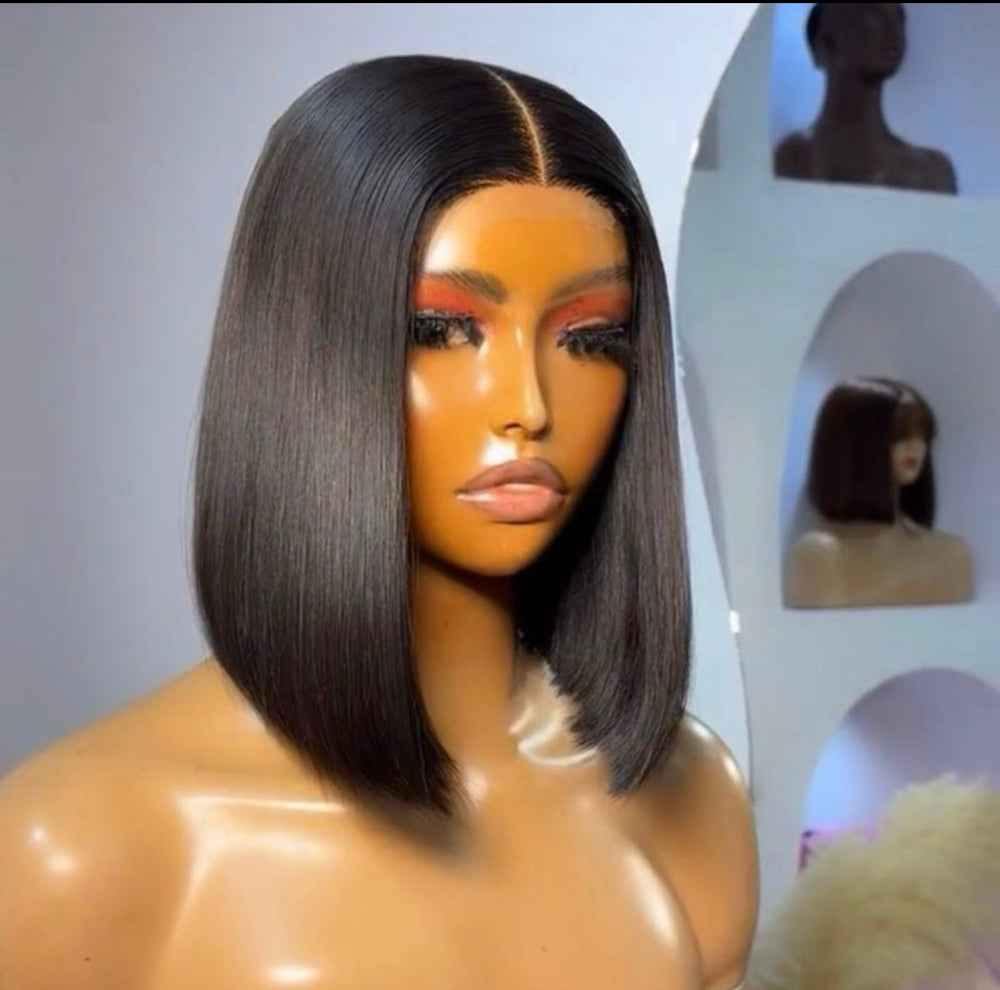 10" SDD bob  Straight Wig in Natural, Burgundy,ombré   Brown ,dark blond with 2x6 Closure.