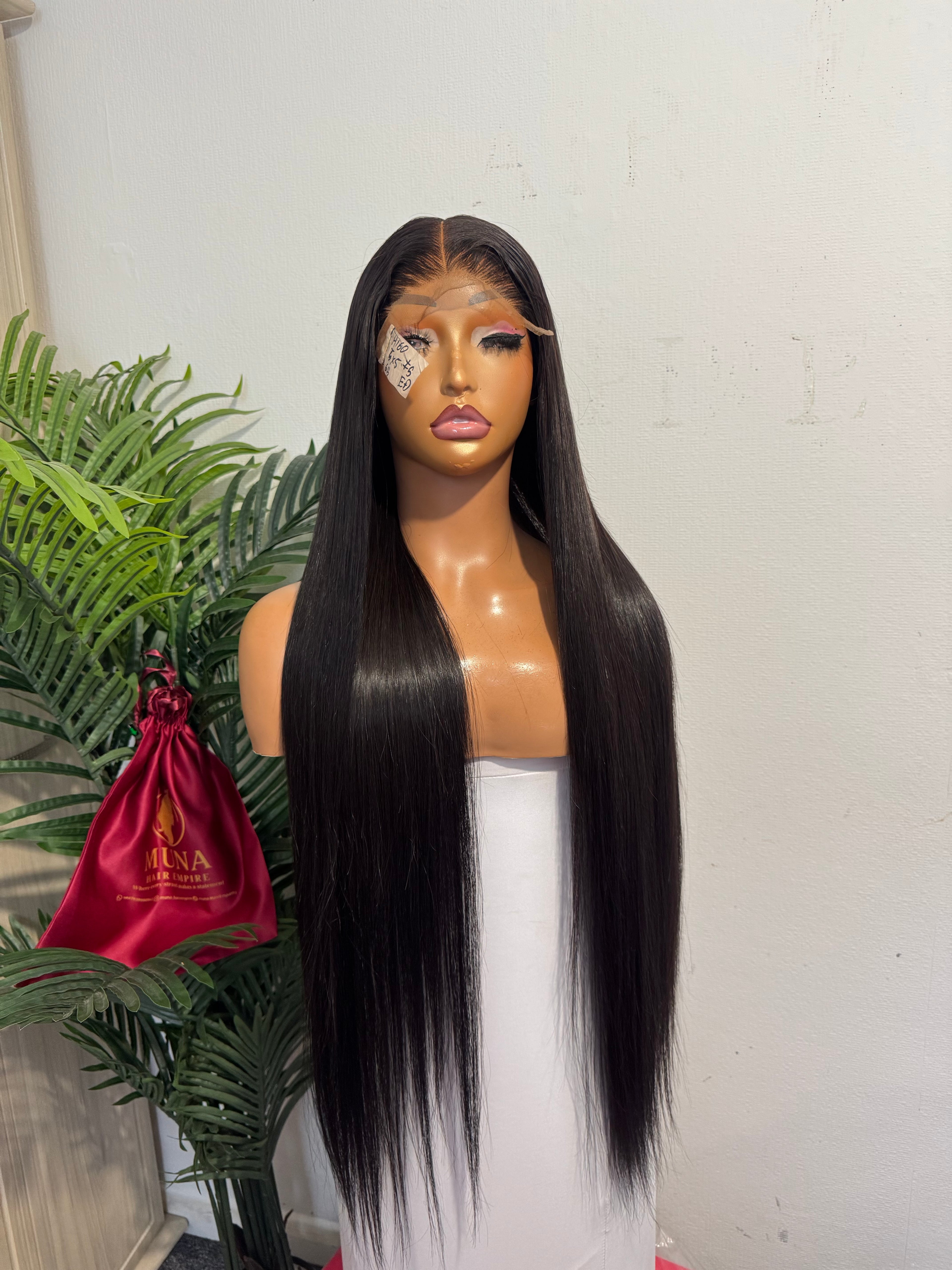 30” SDD Luxury Vietnamese bone straight Wig with 5 by 5 closure made with 3 bundles and half 350g
