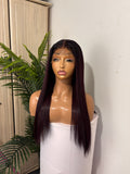 20 dark burgundy Vietnamese bone straight with 5 by 5 closure 300g