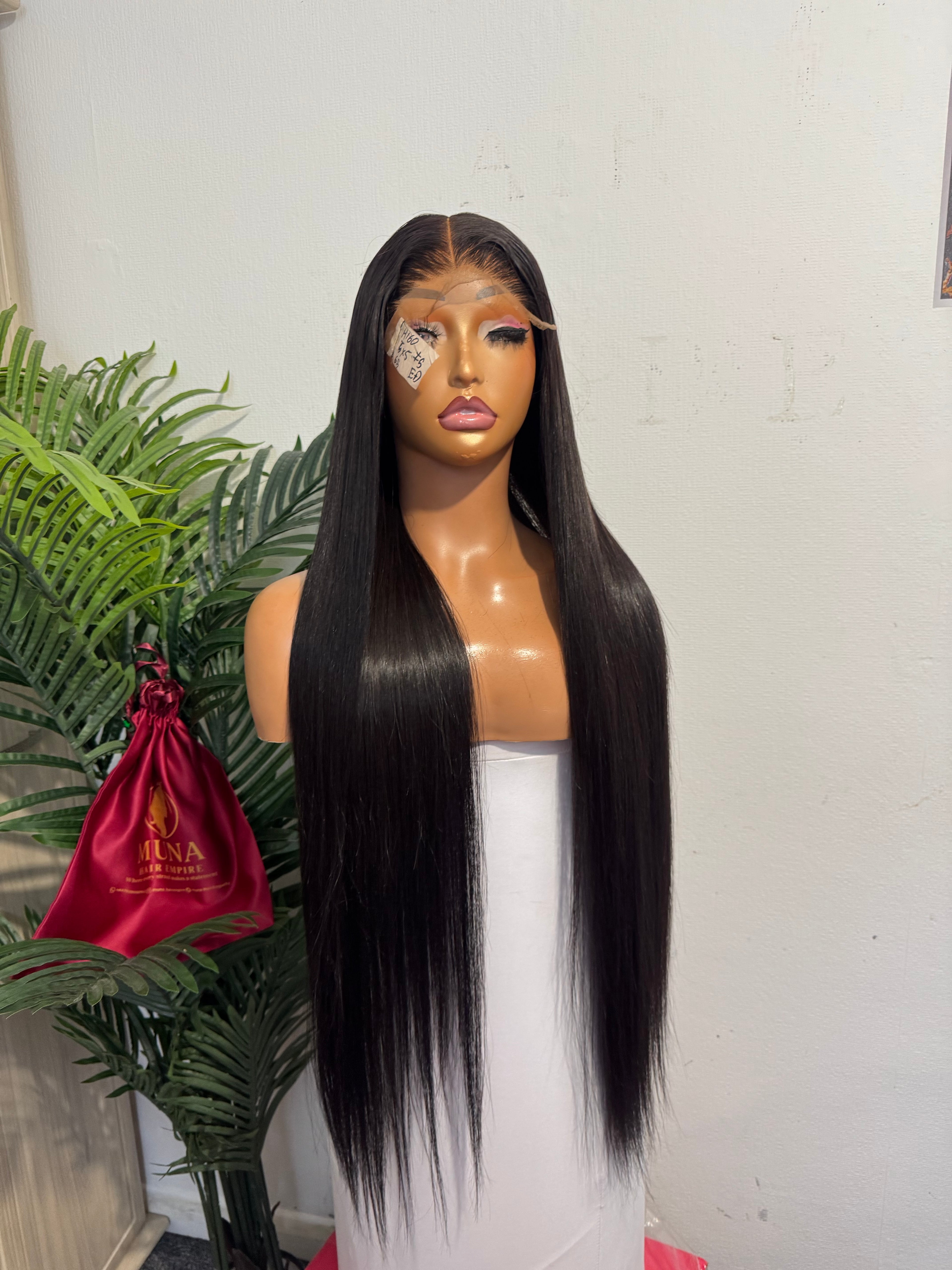 30” SDD Luxury Vietnamese bone straight Wig with 5 by 5 closure made with 3 bundles and half 350g